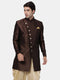 VASTRAMAY Men's Brown Silk Blend Sherwani Only Top
